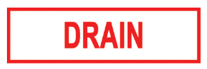 ’DRAIN’ 6’’x2’’ Aluminum Sign MADE IN USA - Fire Sprinkler 2’’x 6’’ Signs