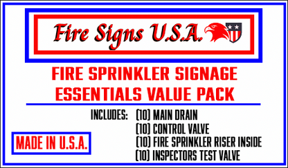 Fire Sprinkler Signage Essentials Value Pack - 2’’x 6’’ Aluminum - MADE IN USA