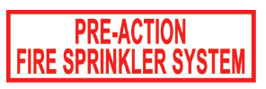 ’PRE-ACTION FIRE SPRINKLER SYSTEM’ 6’’x2’’ Aluminum Sign MADE IN USA - Fire Sprinkler 2’’x 6’’ Signs