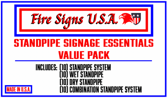 Standpipe Signage Essentials Value Pack - 2’’x 6’’ Aluminum - MADE IN USA