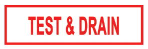 ’TEST & DRAIN’ 6’’x2’’ Aluminum Sign MADE IN USA - Fire Sprinkler 2’’x 6’’ Signs